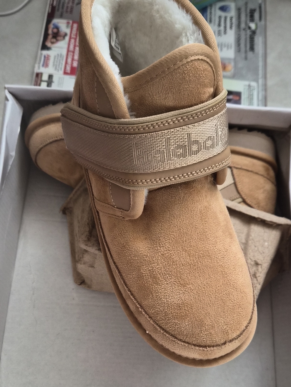 Suede Ankle Booties with Plush Lining in Tan